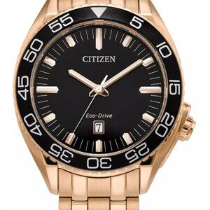 Eco-Drive Men's Sport Luxury Rose Gold-Tone Stainless Steel Bracelet Watch 42mm